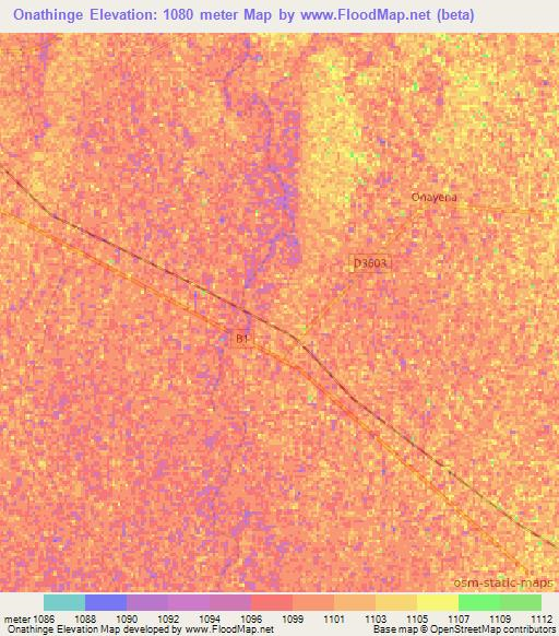 Onathinge,Namibia Elevation Map