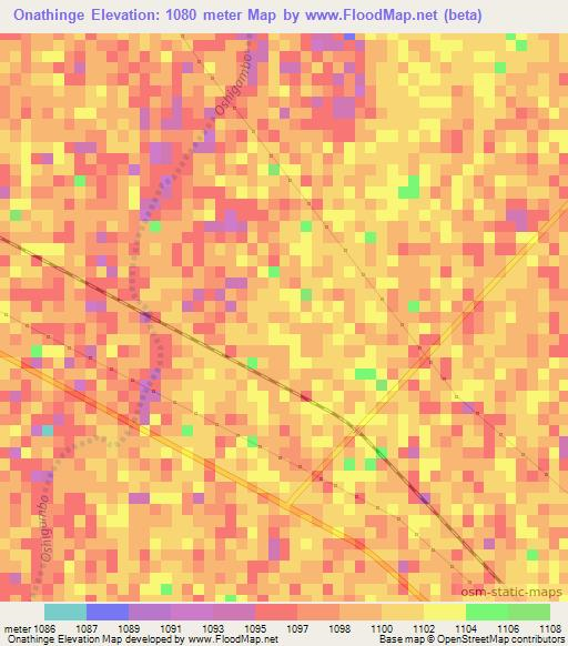 Onathinge,Namibia Elevation Map