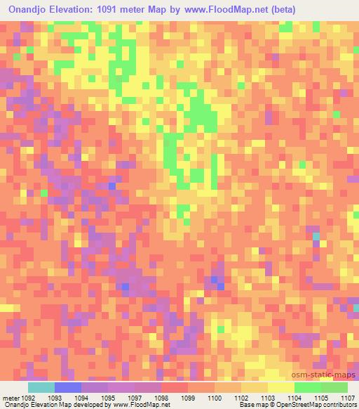 Onandjo,Namibia Elevation Map
