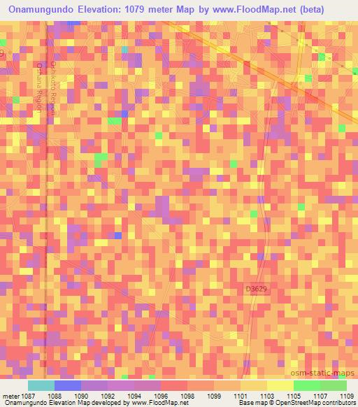 Onamungundo,Namibia Elevation Map