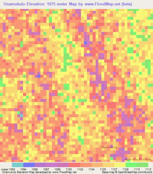 Onamukulo,Namibia Elevation Map