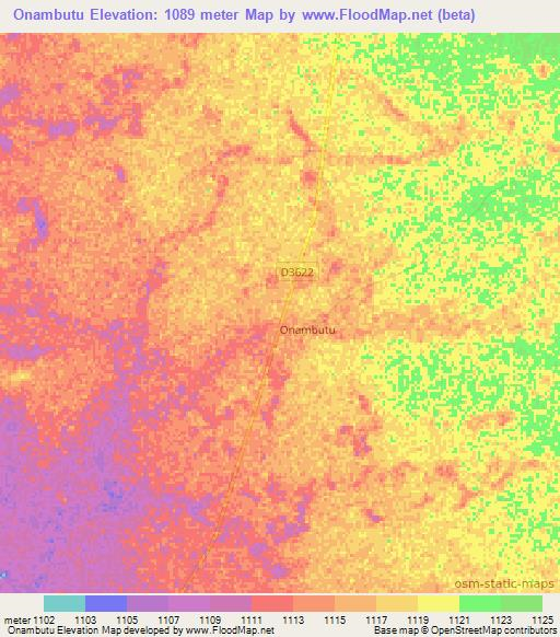 Onambutu,Namibia Elevation Map