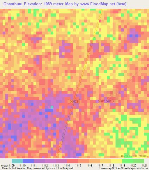 Onambutu,Namibia Elevation Map