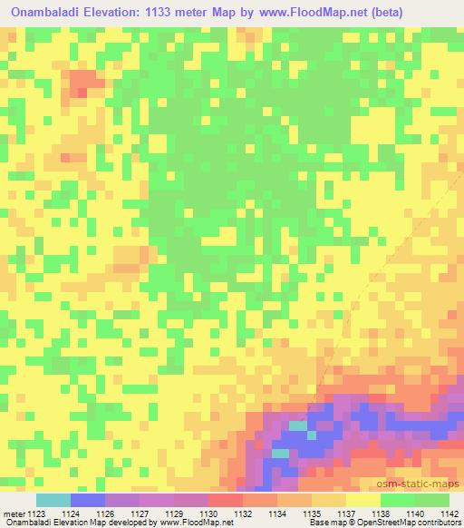 Onambaladi,Namibia Elevation Map