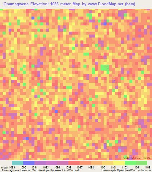 Onamagwena,Namibia Elevation Map