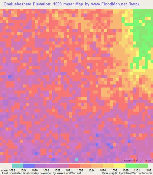 Onalusheshete,Namibia Elevation Map