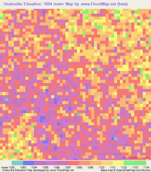 Onalunike,Namibia Elevation Map