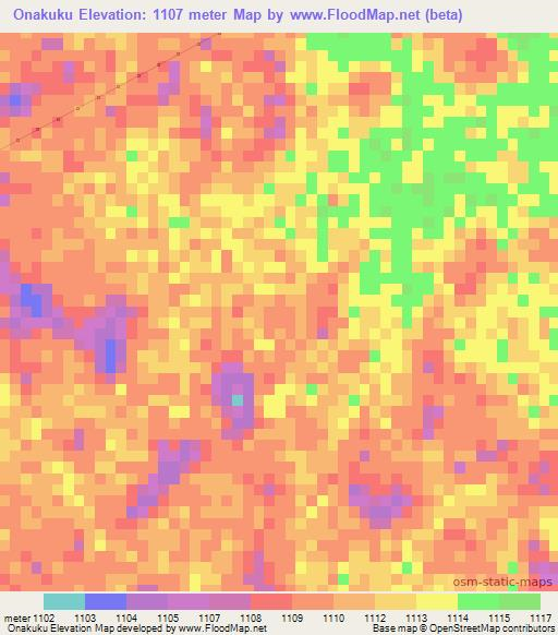 Onakuku,Namibia Elevation Map