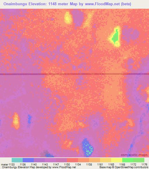 Onaimbungu,Namibia Elevation Map