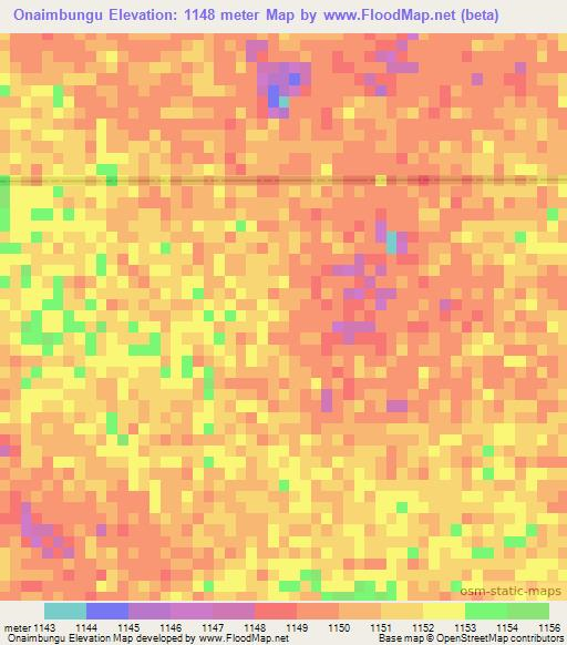 Onaimbungu,Namibia Elevation Map