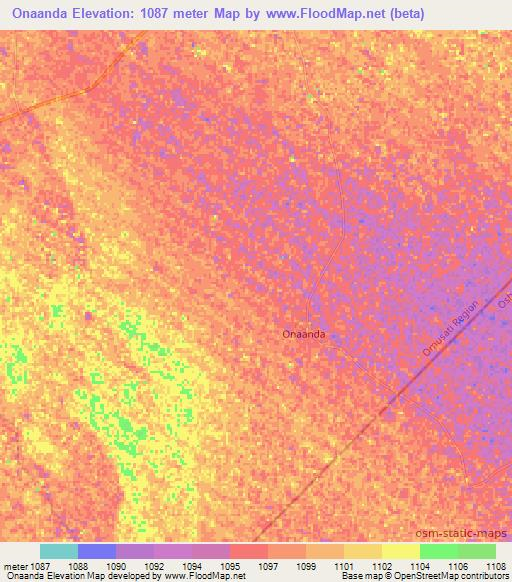 Onaanda,Namibia Elevation Map