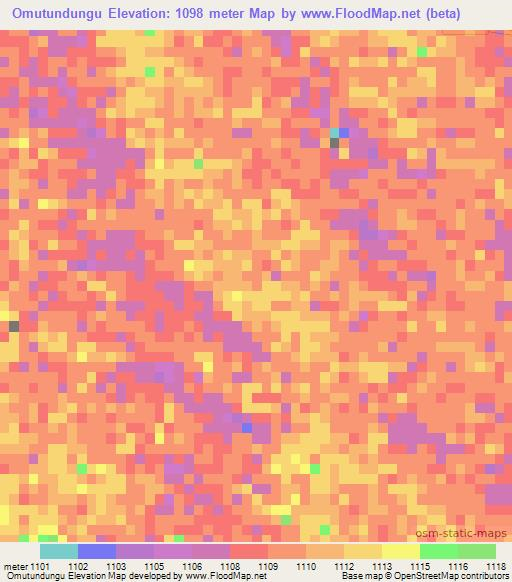 Omutundungu,Namibia Elevation Map