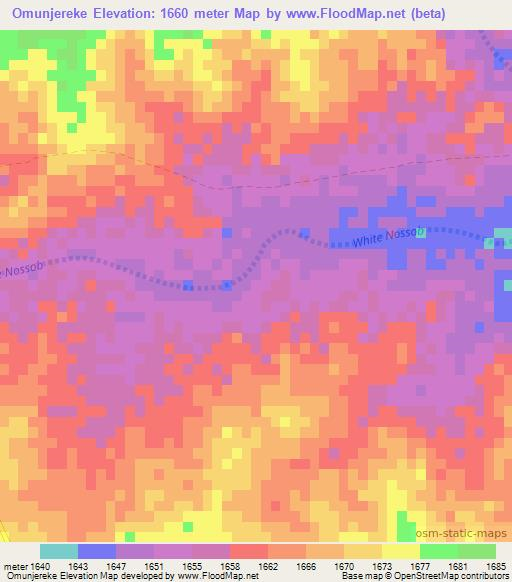 Omunjereke,Namibia Elevation Map