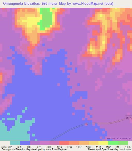 Omungunda,Namibia Elevation Map