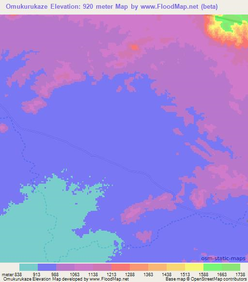 Omukurukaze,Namibia Elevation Map