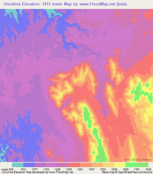 Omuhiva,Namibia Elevation Map