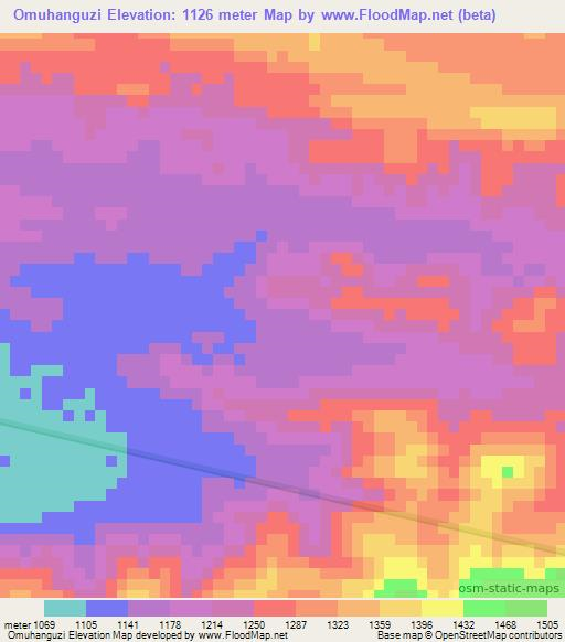 Omuhanguzi,Namibia Elevation Map