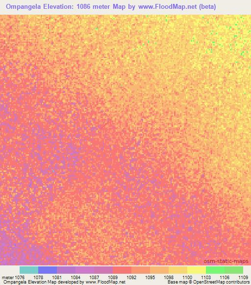 Ompangela,Namibia Elevation Map