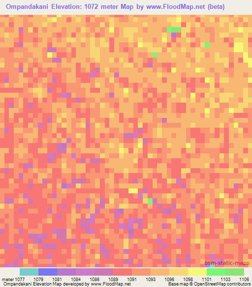 Ompandakani,Namibia Elevation Map
