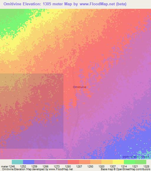 Omitivine,Namibia Elevation Map