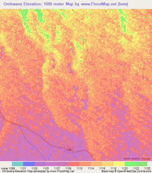 Ombwana,Namibia Elevation Map