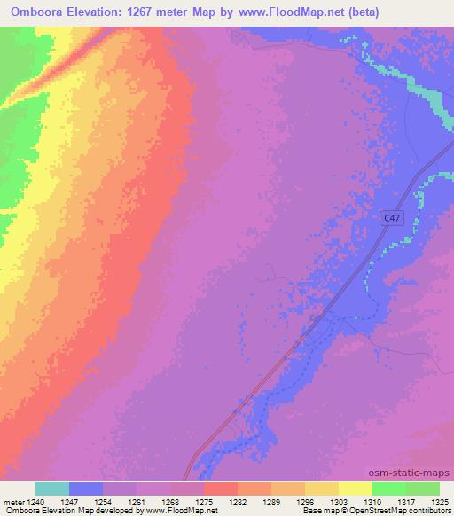 Omboora,Namibia Elevation Map