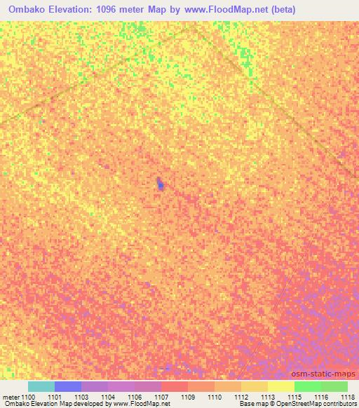 Ombako,Namibia Elevation Map