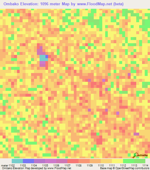 Ombako,Namibia Elevation Map