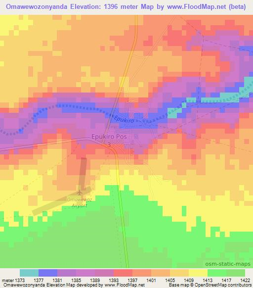 Omawewozonyanda,Namibia Elevation Map