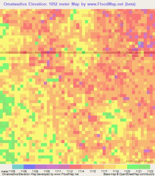 Omatwadiva,Namibia Elevation Map