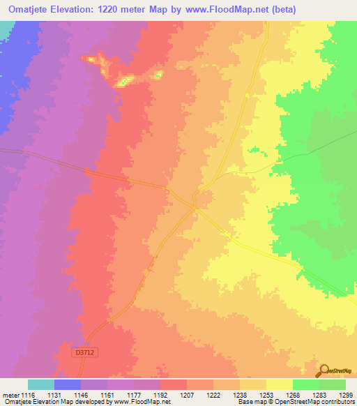 Omatjete,Namibia Elevation Map