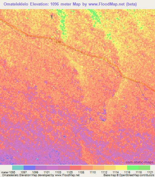 Omateleklelo,Namibia Elevation Map
