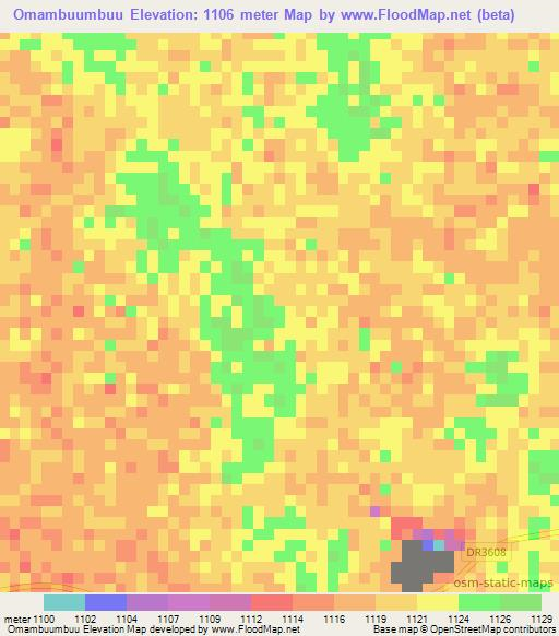 Omambuumbuu,Namibia Elevation Map