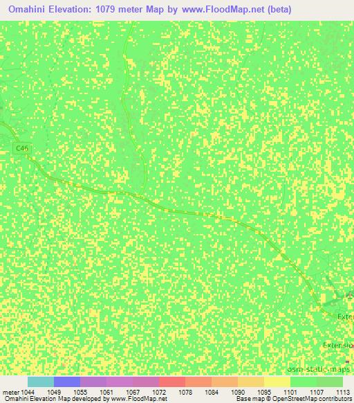 Omahini,Namibia Elevation Map