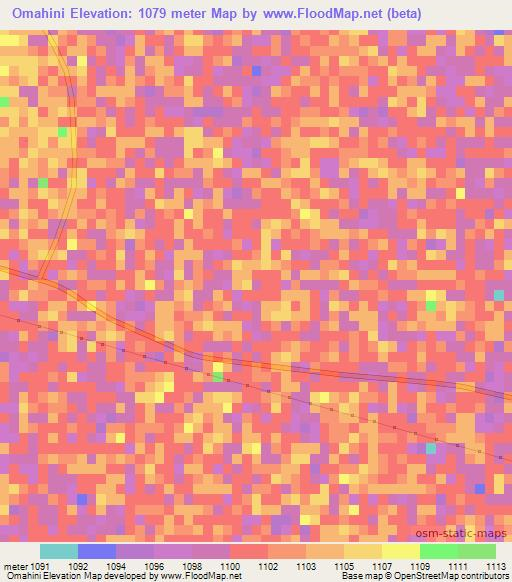 Omahini,Namibia Elevation Map