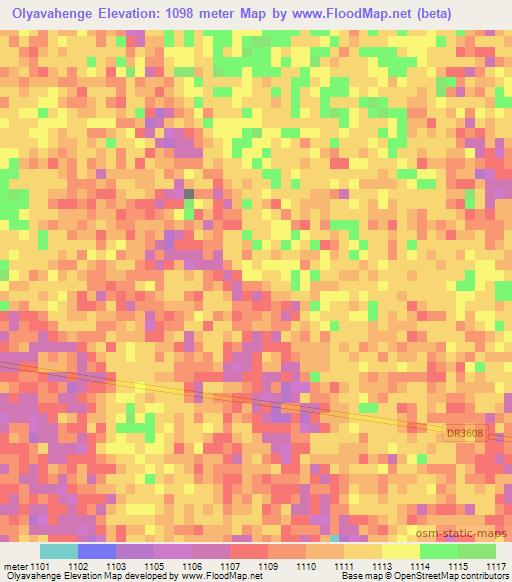 Olyavahenge,Namibia Elevation Map