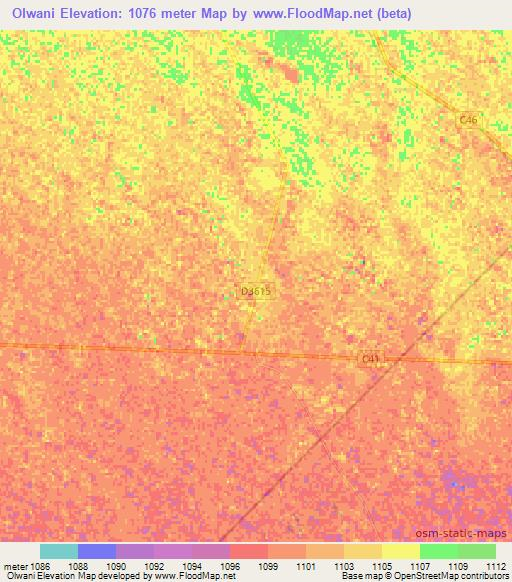 Olwani,Namibia Elevation Map
