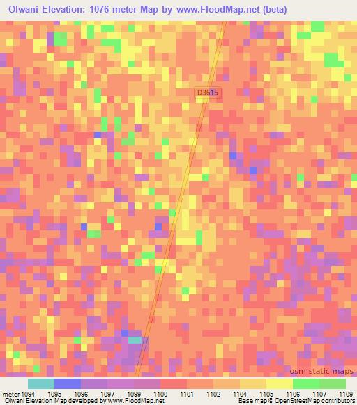 Olwani,Namibia Elevation Map