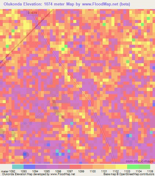 Olukonda,Namibia Elevation Map