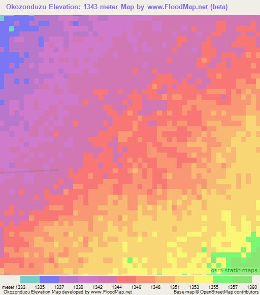 Okozonduzu,Namibia Elevation Map