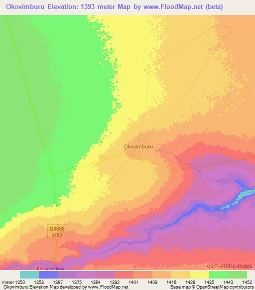 Okovimburu,Namibia Elevation Map