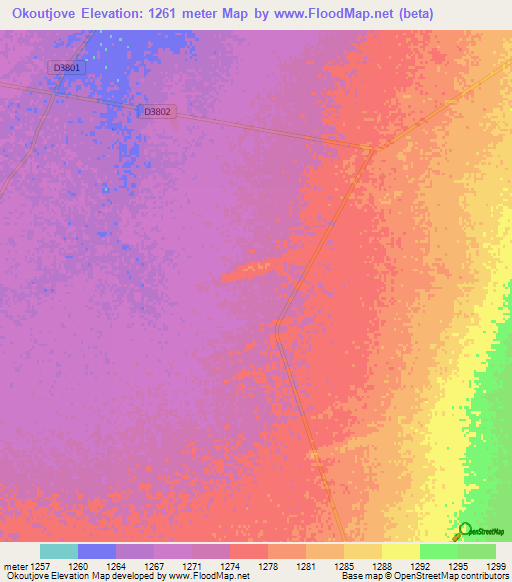 Okoutjove,Namibia Elevation Map