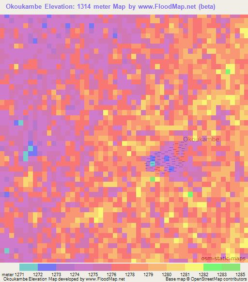 Okoukambe,Namibia Elevation Map