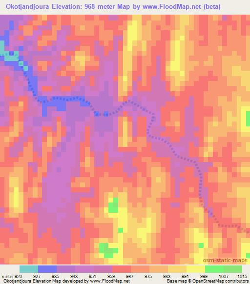 Okotjandjoura,Namibia Elevation Map