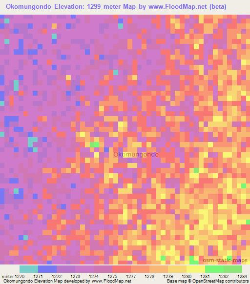 Okomungondo,Namibia Elevation Map