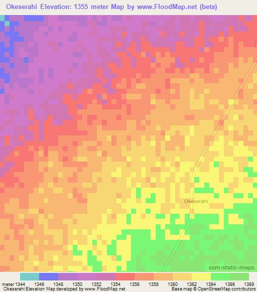Okeserahi,Namibia Elevation Map