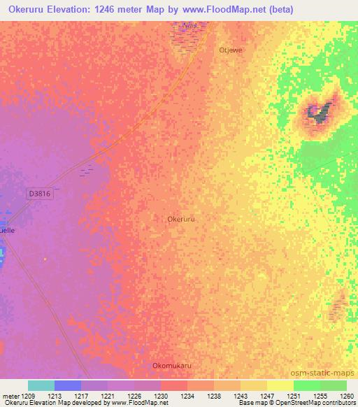 Okeruru,Namibia Elevation Map
