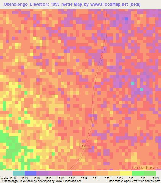 Okeholongo,Namibia Elevation Map