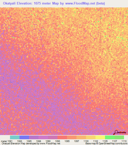 Okatyali,Namibia Elevation Map