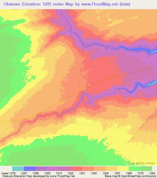 Okatuwo,Namibia Elevation Map